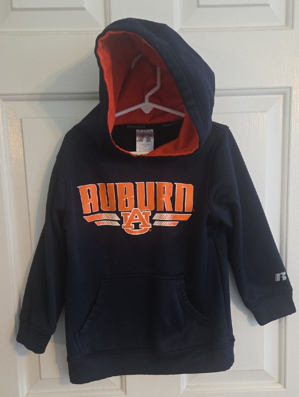 Russell Athletic Navy & Orange Auburn Kids Hoodie Sz 4/5
